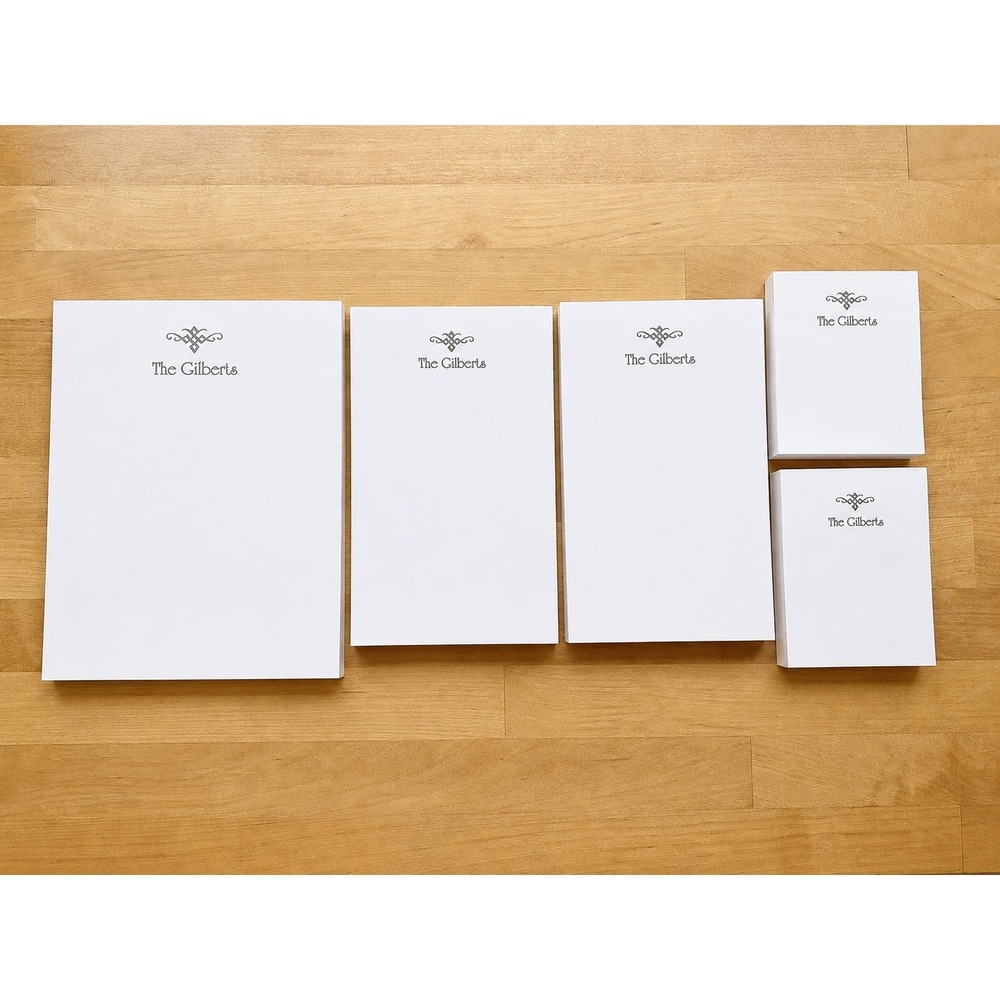 American Stationery The Gilberts Personalized Notepad Set 5pc White Blue Box